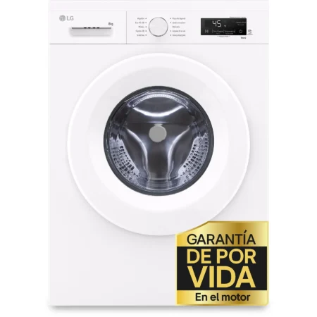 Lavadora LG F4X1008NWH | 8 kg, 1400 rpm, AI Direct Drive™, ThinQ™ Wi-Fi, Clase A-10% – Blanco Marfil