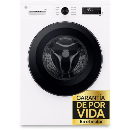 Lavadora LG F4X1009NWK | 9 kg, 1400 rpm, AI Direct Drive™, ThinQ™ Wi-Fi, Clase A-10% – Blanco Marfil
