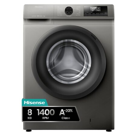 Lavadora Hisense WF1Q8041BT | 8 kg, 1400 rpm, Eficiencia A-20%, Función Vapor – Gris