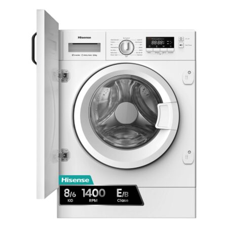 Lavadora-secadora Integrable Hisense WD3M841BWIES | 8 kg / 6 kg, 1400 rpm, Motor Inverter, Lavado y Secado 1h – Blanco