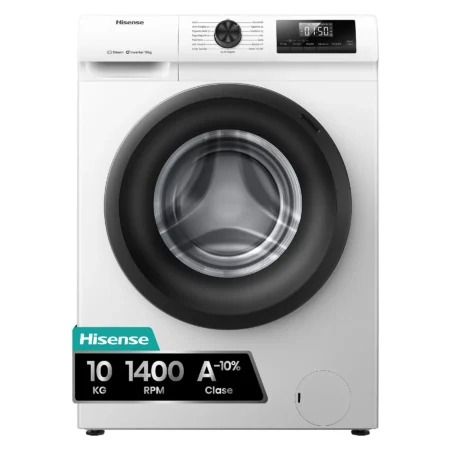 Lavadora Hisense WF1Q1041BW | 10 kg, 1400 rpm, Eficiencia A-20%, Función Vapor – Blanco