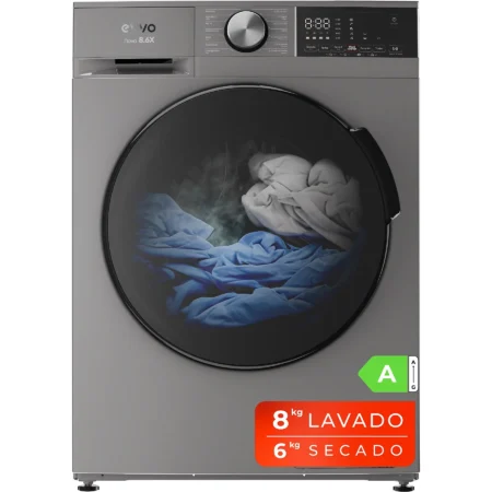 Lavasecadora EVVO Nova 8/6X | 8 kg / 6 kg, 1350 rpm, Motor Inverter E-Drive, Clase A, Fondo Reducido (48 cm) – Inox