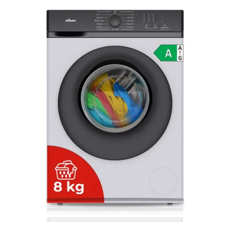 Lavadora Nilson NL8200AI | 8 kg, 1200 rpm, Motor Inverter, Clase A, Fondo Slim 45 cm – Blanco