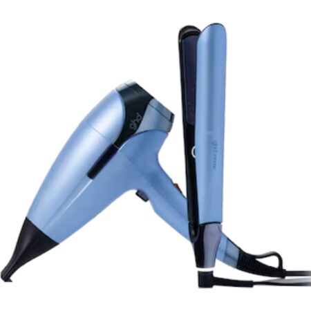 Kit Deluxe ghd Iced | Plancha ghd Chronos™ + Secador ghd Helios™ | Tecnología HD motion-responsive™ y Aeroprecis™ Azul Gélido
