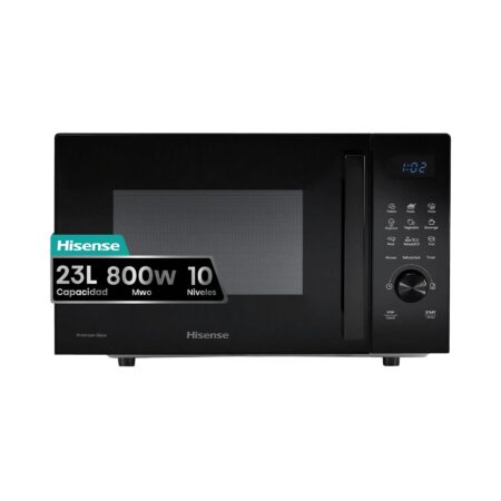 Microondas con Grill Hisense H23MOBSD1HG | 23 L, Control Táctil y Revestimiento Cerámico Negro