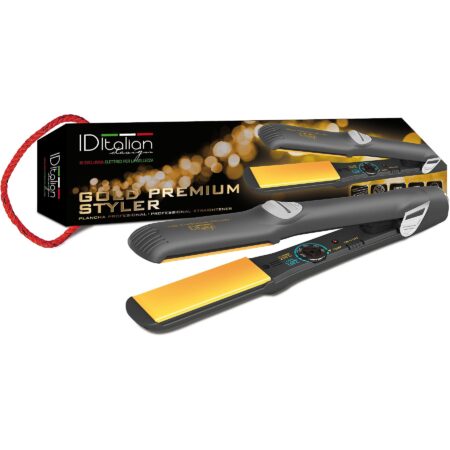 Plancha de Pelo Profesional Italian Design Gold Premium Styler | 230 °C, Placas Basculantes de Cerámica y 65 W
