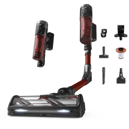 Aspirador escoba - Rowenta RH9A73 X-Force Flex 13.60 Animal Care | 150 AW, Autonomía 60 min, Tubo flexible y Especial Mascotas Rojo