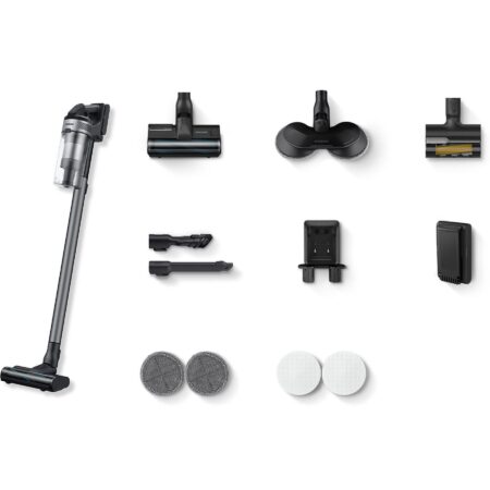 Aspirador escoba - SAMSUNG Jet 75E Pro VS20B75ADR5 | 550 W, 200 AirWatts, Filtración 99,999% y Autonomía 60 min Negro/Gris